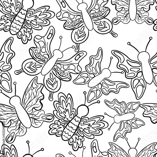  vector illustration of a seamless insect-butterfly pattern on a white background isolated drawing