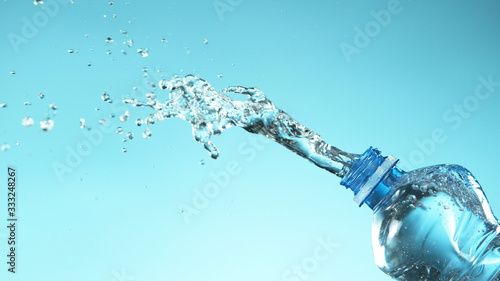 Exploding fresh water from plastic bottle