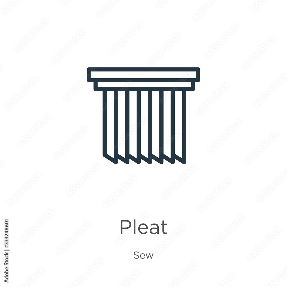 Pleat icon. Thin linear pleat outline icon isolated on white background from sew collection. Line vector sign, symbol for web and mobile Pleat icon. Thin linear pleat outline icon isolated on white background from sew collection. Line vector sign, symbol for web and mobile
