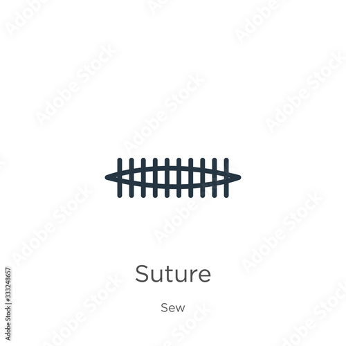 Suture icon. Thin linear suture outline icon isolated on white background from sew collection. Line vector sign, symbol for web and mobile