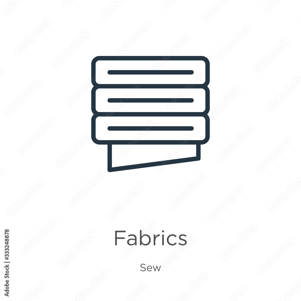 Fabrics icon. Thin linear fabrics outline icon isolated on white background from sew collection. Line vector sign, symbol for web and mobile