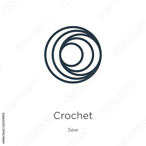 Crochet icon. Thin linear crochet outline icon isolated on white background from sew collection. Line vector sign, symbol for web and mobile