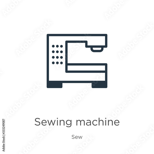 Sewing machine icon. Thin linear sewing machine outline icon isolated on white background from sew collection. Line vector sign, symbol for web and mobile