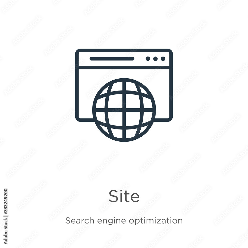 Site icon. Thin linear site outline icon isolated on white background from seo & web collection. Line vector sign, symbol for web and mobile Site icon. Thin linear site outline icon isolated on white background from seo & web collection. Line vector sign, symbol for web and mobile