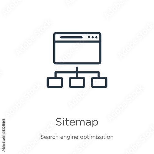 Sitemap icon. Thin linear sitemap outline icon isolated on white background from seo & web collection. Line vector sign, symbol for web and mobile