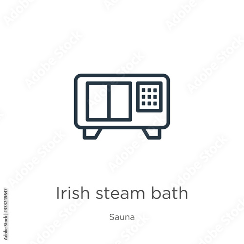 Irish steam bath icon. Thin linear irish steam bath outline icon isolated on white background from sauna collection. Line vector sign, symbol for web and mobile