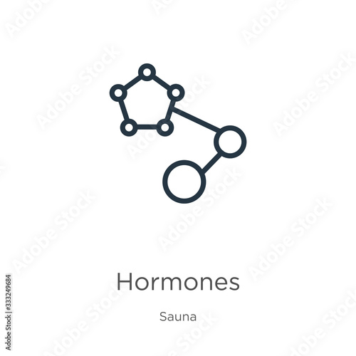 Hormones icon. Thin linear hormones outline icon isolated on white background from sauna collection. Line vector sign, symbol for web and mobile