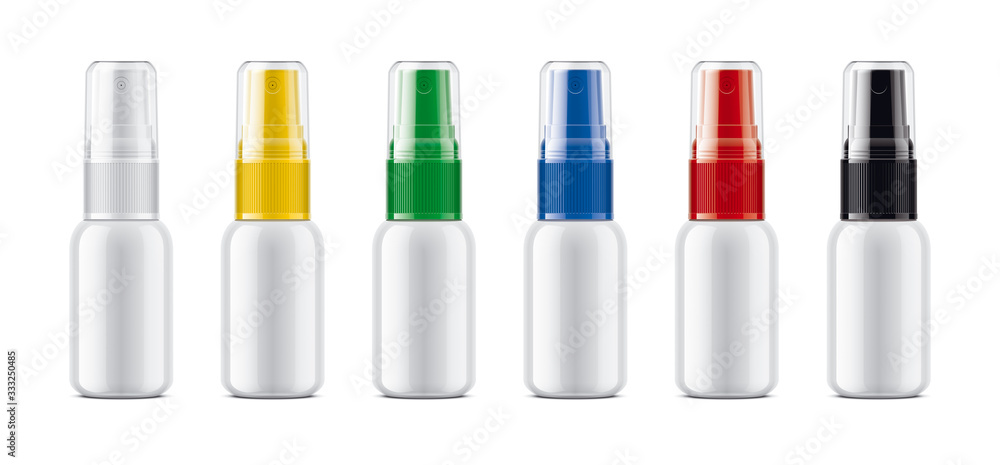Spray bottles set with Colored Caps. Spray bottles set with Colored Caps.