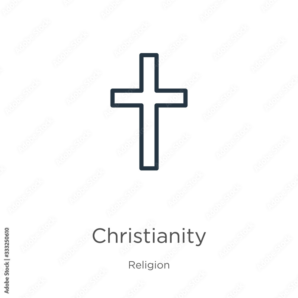 Christianity icon. Thin linear christianity outline icon isolated on white background from religion collection. Line vector sign, symbol for web and mobile Christianity icon. Thin linear christianity outline icon isolated on white background from religion collection. Line vector sign, symbol for web and mobile