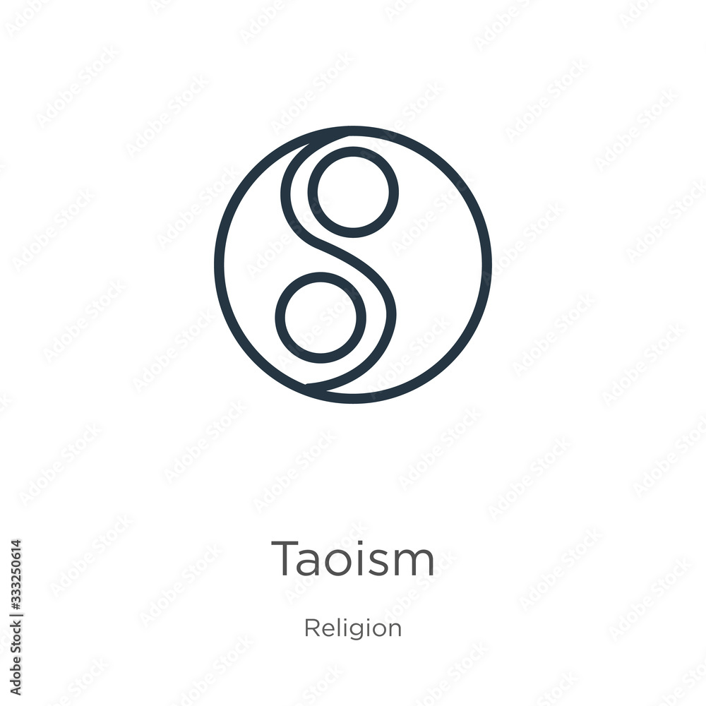 Taoism icon. Thin linear taoism outline icon isolated on white background from religion collection. Line vector sign, symbol for web and mobile Taoism icon. Thin linear taoism outline icon isolated on white background from religion collection. Line vector sign, symbol for web and mobile