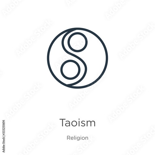 Taoism icon. Thin linear taoism outline icon isolated on white background from religion collection. Line vector sign, symbol for web and mobile