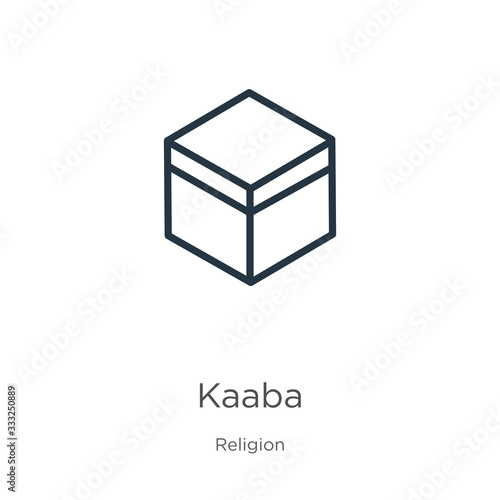 Kaaba icon. Thin linear kaaba outline icon isolated on white background from religion collection. Line vector sign, symbol for web and mobile