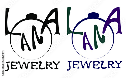 vector logo with isolated elements for a silver jewelry store 