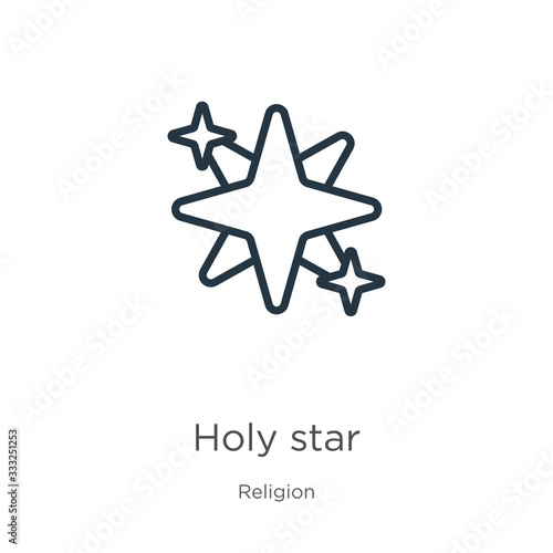 Holy star icon. Thin linear holy star outline icon isolated on white background from religion collection. Line vector sign, symbol for web and mobile