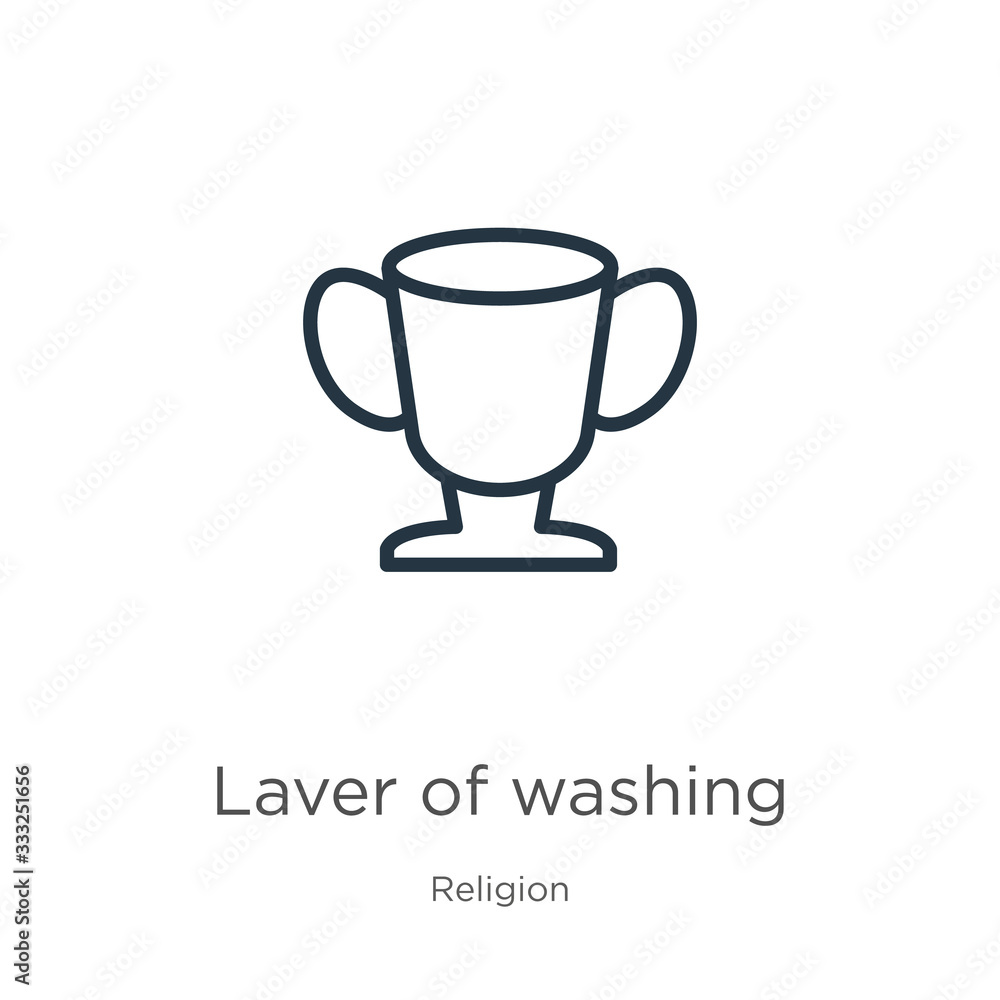Laver of washing icon. Thin linear laver of washing outline icon isolated on white background from religion collection. Line vector sign, symbol for web and mobile Laver of washing icon. Thin linear laver of washing outline icon isolated on white background from religion collection. Line vector sign, symbol for web and mobile