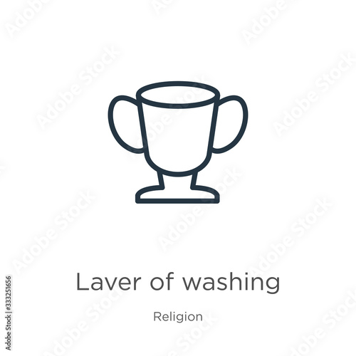 Laver of washing icon. Thin linear laver of washing outline icon isolated on white background from religion collection. Line vector sign  symbol for web and mobile