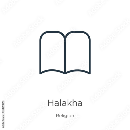Halakha icon. Thin linear halakha outline icon isolated on white background from religion collection. Line vector sign, symbol for web and mobile