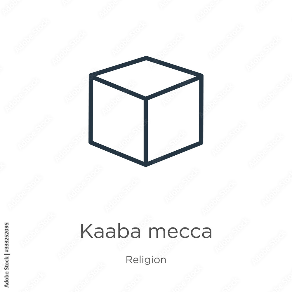 Kaaba mecca icon. Thin linear kaaba mecca outline icon isolated on white background from religion collection. Line vector sign, symbol for web and mobile Kaaba mecca icon. Thin linear kaaba mecca outline icon isolated on white background from religion collection. Line vector sign, symbol for web and mobile