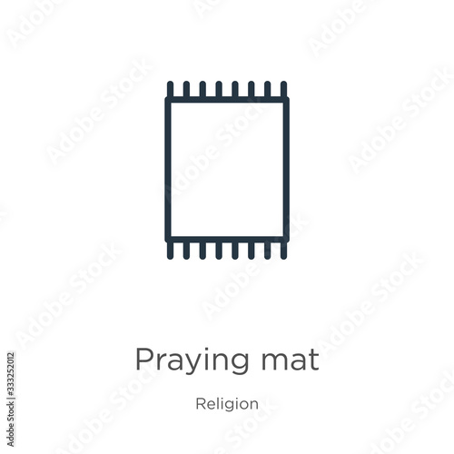 Praying mat icon. Thin linear praying mat outline icon isolated on white background from religion collection. Line vector sign, symbol for web and mobile