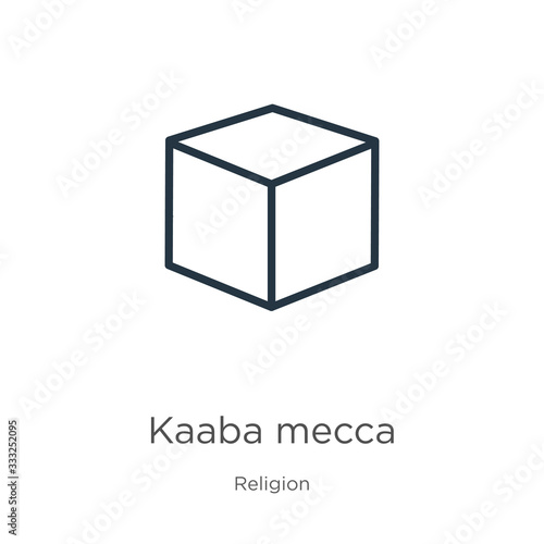 Kaaba mecca icon. Thin linear kaaba mecca outline icon isolated on white background from religion collection. Line vector sign, symbol for web and mobile