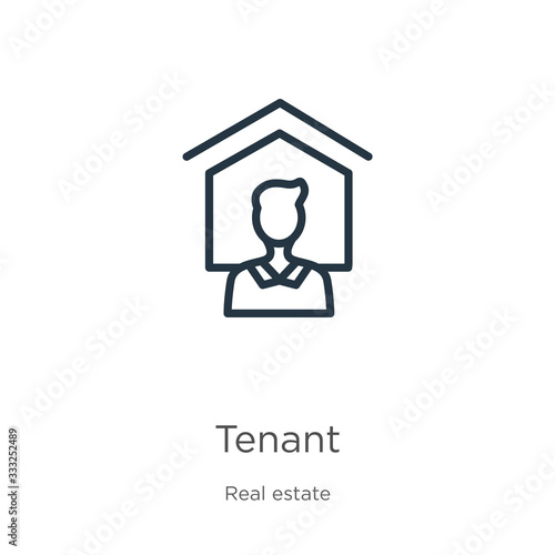Tenant icon. Thin linear tenant outline icon isolated on white background from real estate collection. Line vector sign, symbol for web and mobile photo