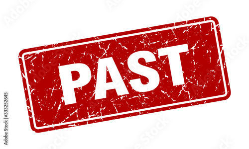 past stamp. past vintage red label. Sign