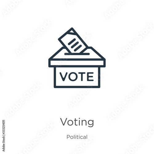Voting icon. Thin linear voting outline icon isolated on white background from political collection. Line vector sign, symbol for web and mobile