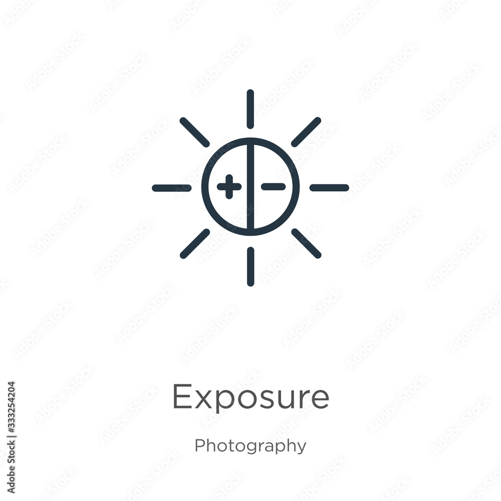Exposure icon. Thin linear exposure outline icon isolated on white background from photography collection. Line vector sign, symbol for web and mobile Exposure icon. Thin linear exposure outline icon isolated on white background from photography collection. Line vector sign, symbol for web and mobile