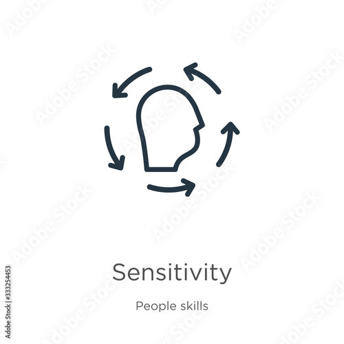 Sensitivity icon. Thin linear sensitivity outline icon isolated on white background from people skills collection. Line vector sign, symbol for web and mobile