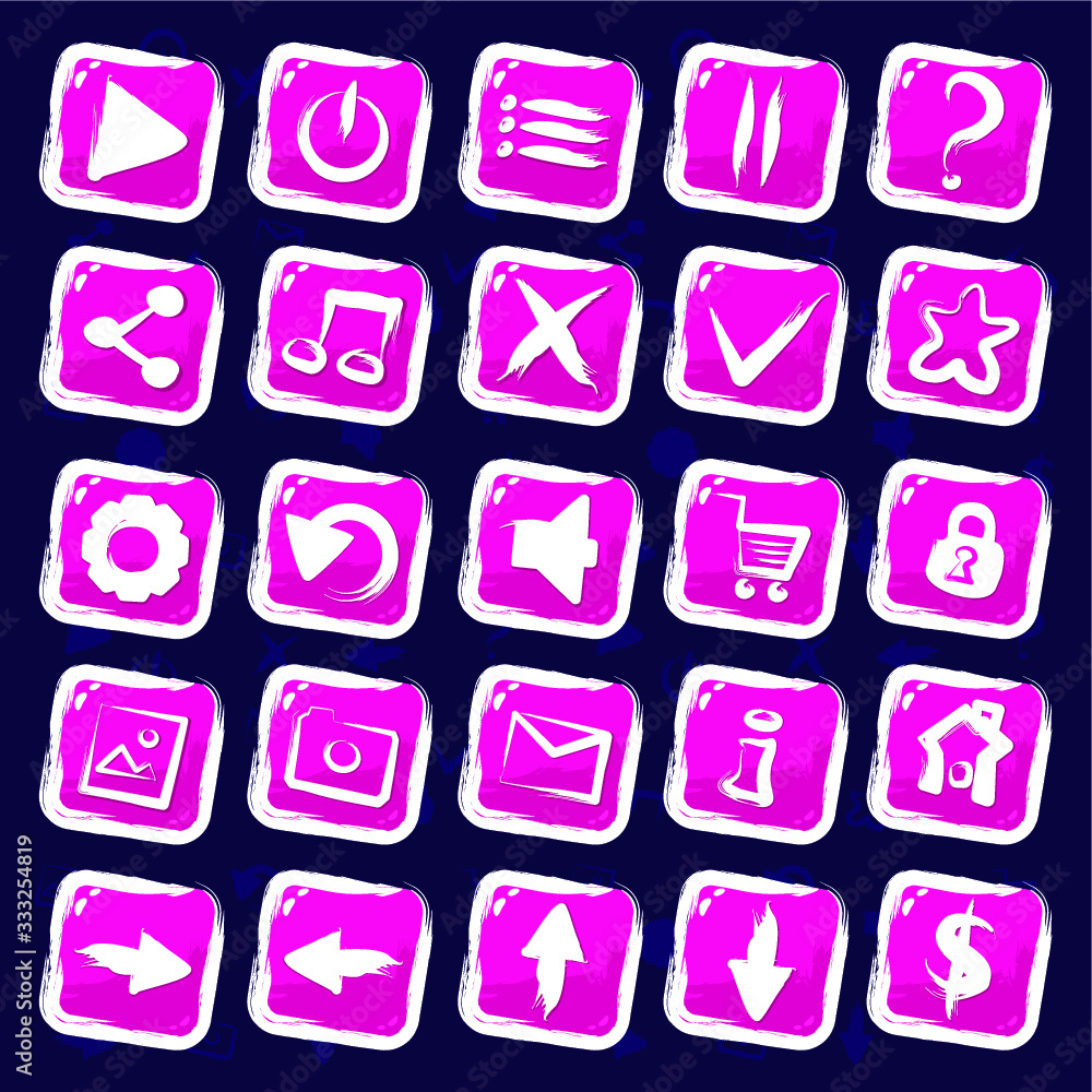 Stock vector buttons set for web site or app graphics. Pink set Stock vector buttons set for web site or app graphics. Pink set
