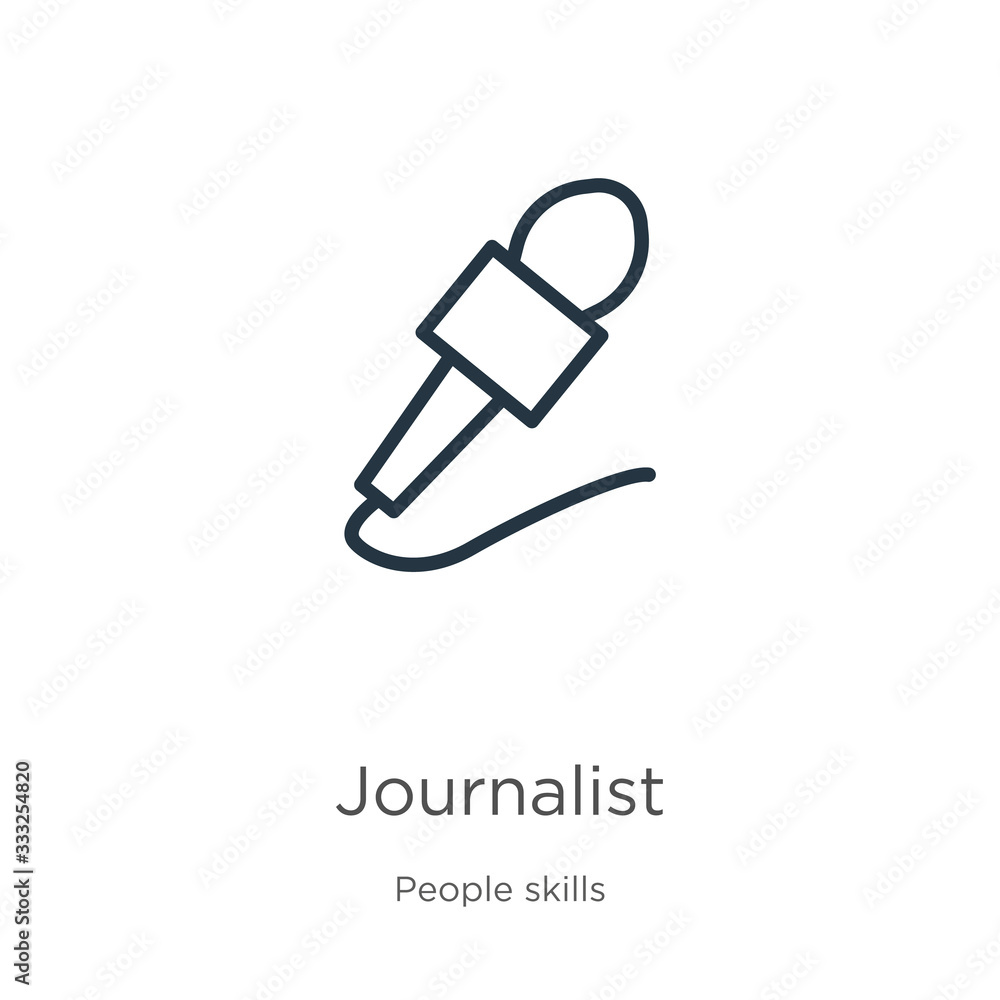 Fototapeta premium Journalist icon. Thin linear journalist outline icon isolated on white background from people skills collection. Line vector sign, symbol for web and mobile
