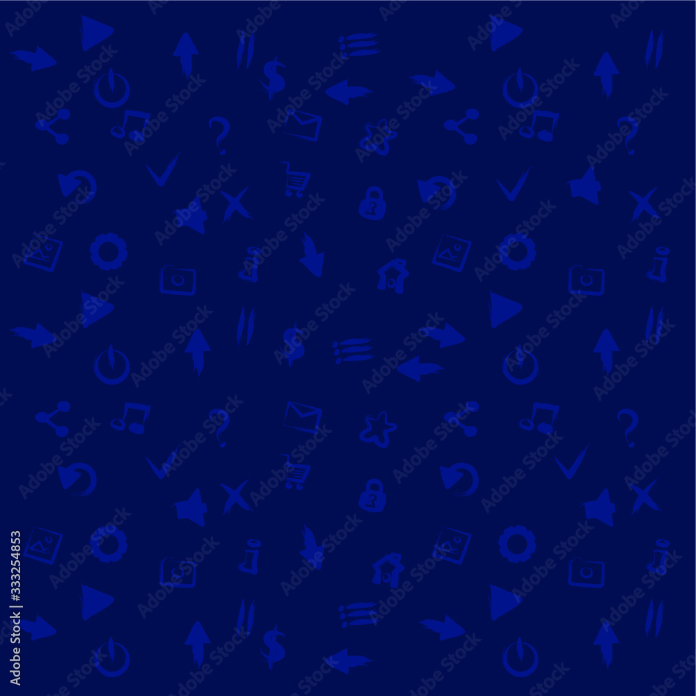 Background from web icons for website or application. Technology concept. Blue Background from web icons for website or application. Technology concept. Blue