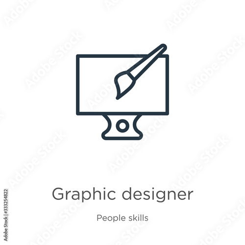 Graphic designer icon. Thin linear graphic designer outline icon isolated on white background from people skills collection. Line vector sign, symbol for web and mobile