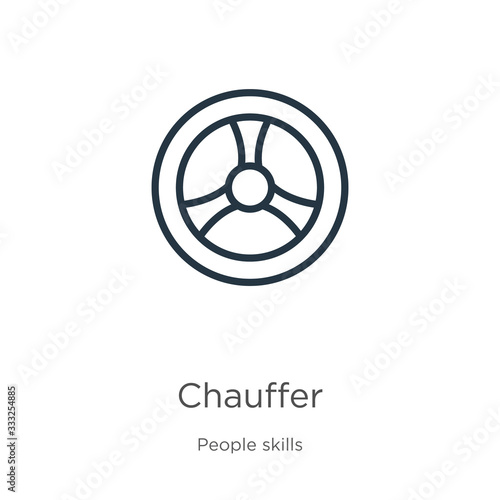 Chauffer icon. Thin linear chauffer outline icon isolated on white background from people skills collection. Line vector sign, symbol for web and mobile