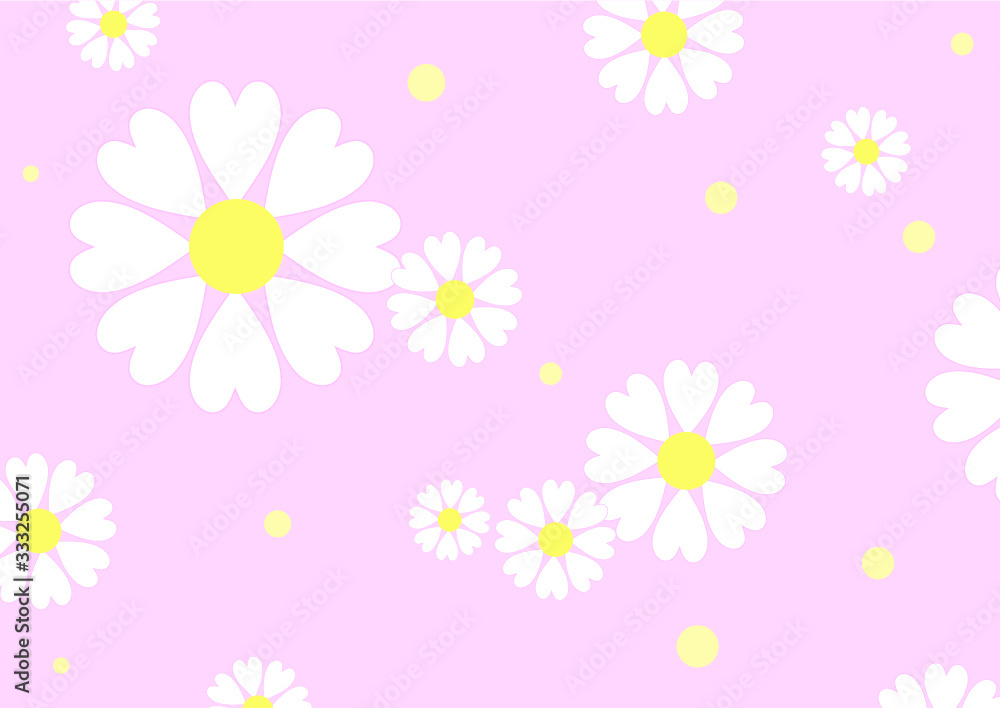 Vector background with white chamomiles on pink background. Vector background with white chamomiles on pink background.
