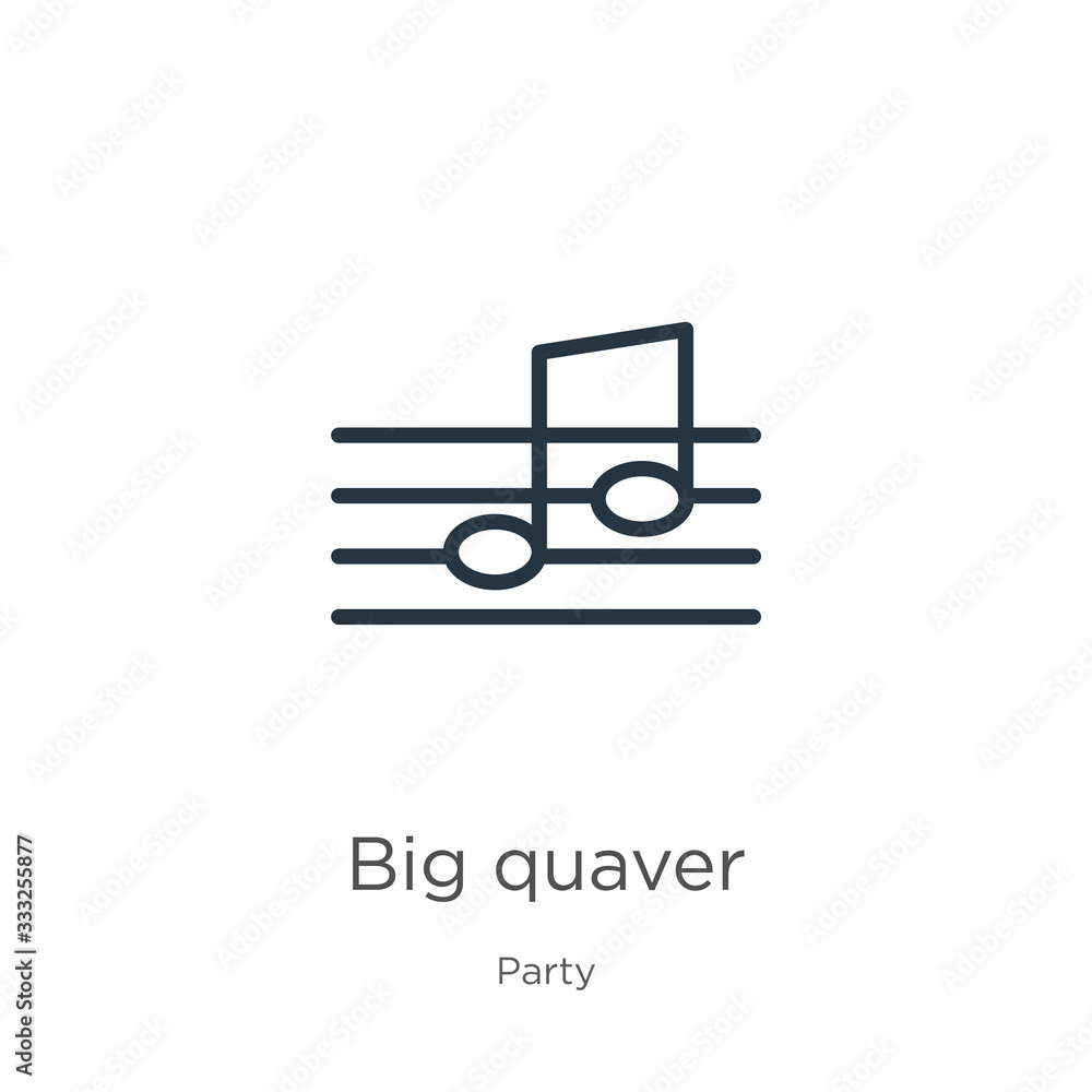 Big quaver icon. Thin linear big quaver outline icon isolated on white background from party collection. Line vector sign, symbol for web and mobile