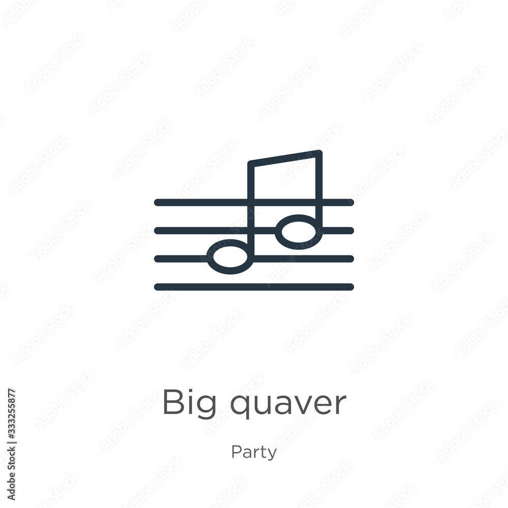 Big quaver icon. Thin linear big quaver outline icon isolated on white background from party collection. Line vector sign, symbol for web and mobile Big quaver icon. Thin linear big quaver outline icon isolated on white background from party collection. Line vector sign, symbol for web and mobile