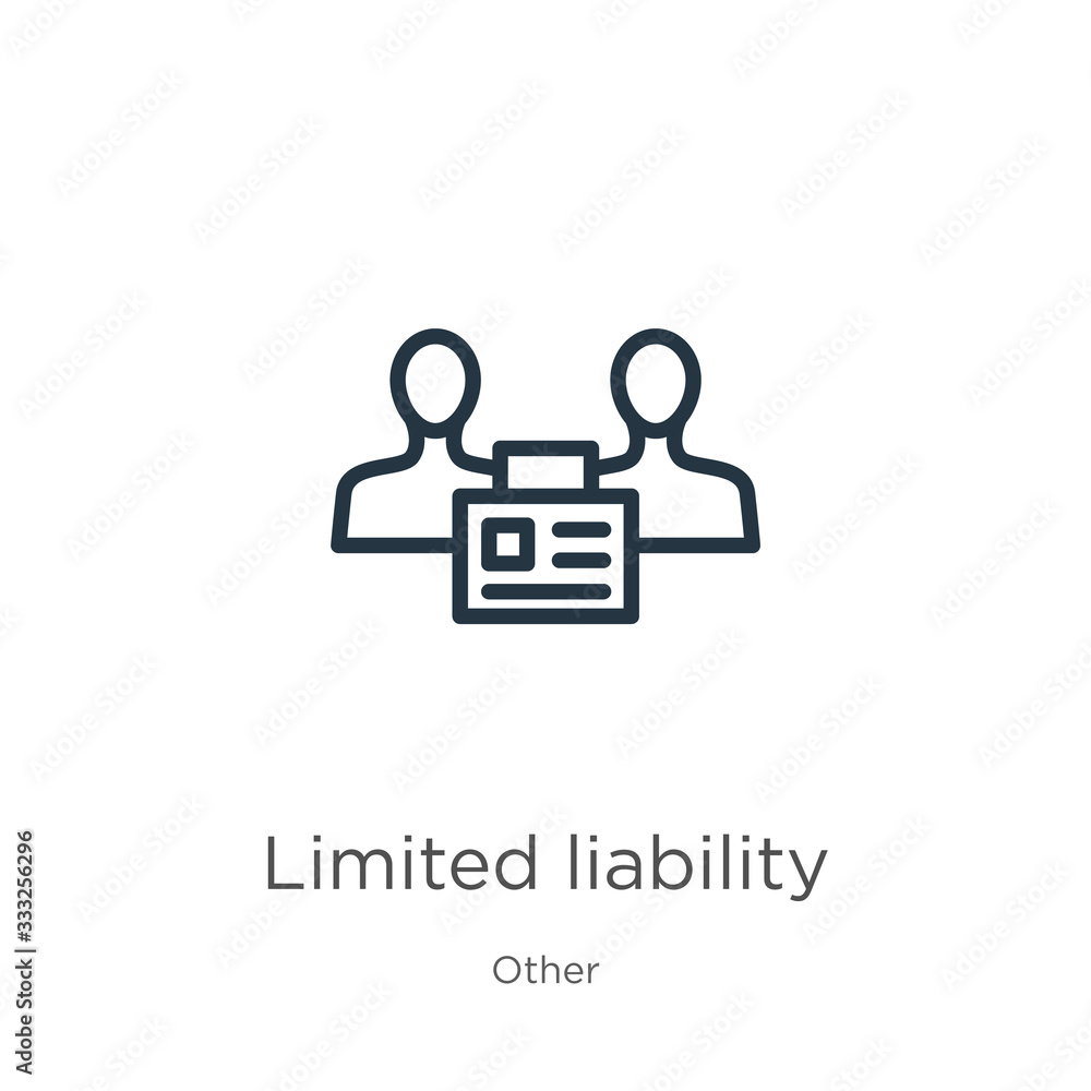 Limited liability icon. Thin linear limited liability outline icon isolated on white background from other collection. Line vector sign, symbol for web and mobile
