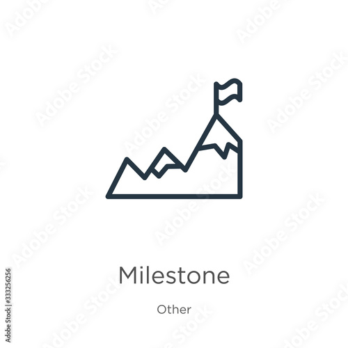 Milestone icon. Thin linear milestone outline icon isolated on white background from other collection. Line vector sign, symbol for web and mobile