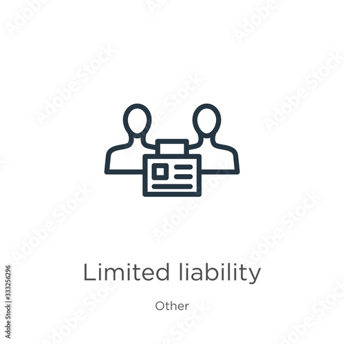 Limited liability icon. Thin linear limited liability outline icon isolated on white background from other collection. Line vector sign, symbol for web and mobile