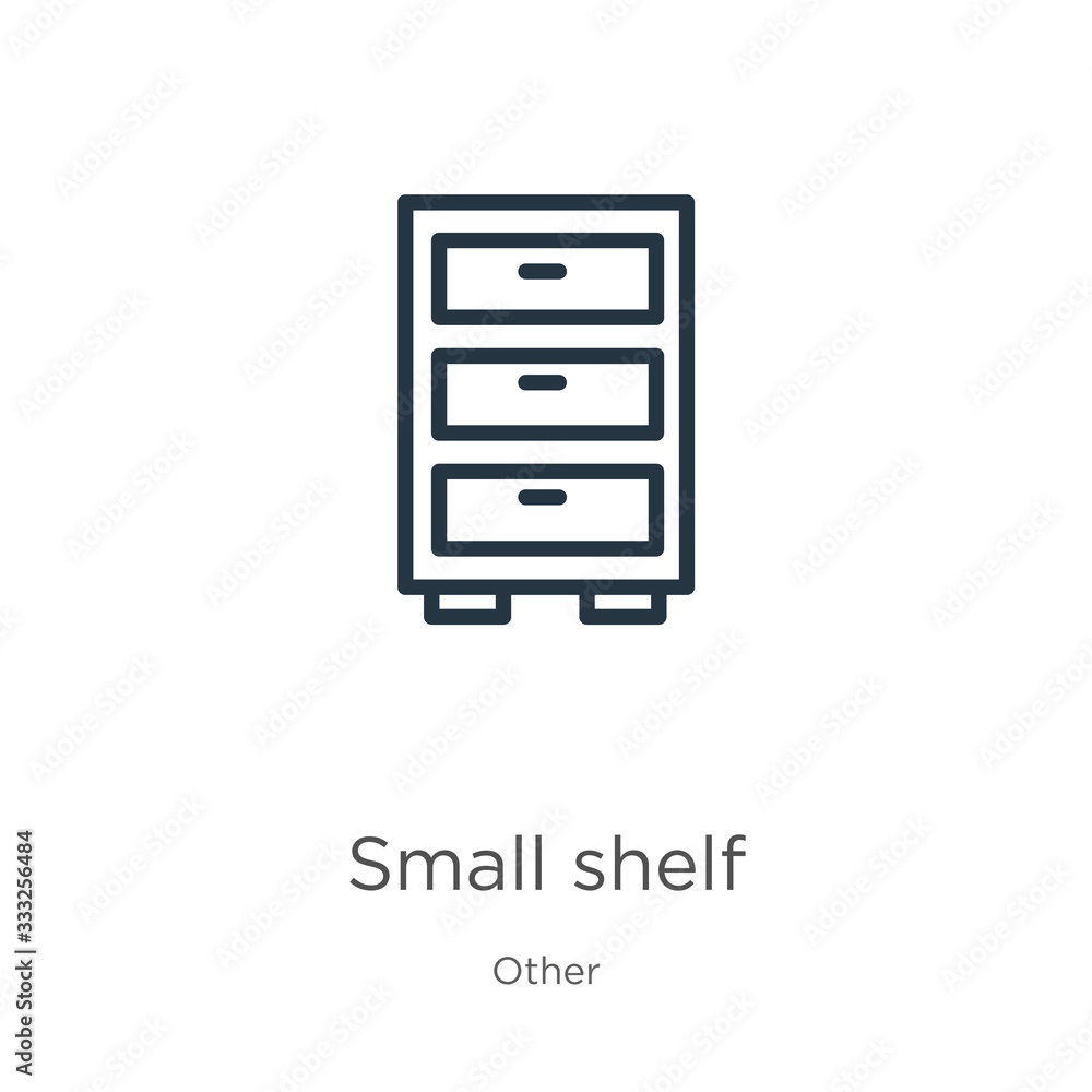 Small shelf icon. Thin linear small shelf outline icon isolated on white background from other collection. Line vector sign, symbol for web and mobile Small shelf icon. Thin linear small shelf outline icon isolated on white background from other collection. Line vector sign, symbol for web and mobile