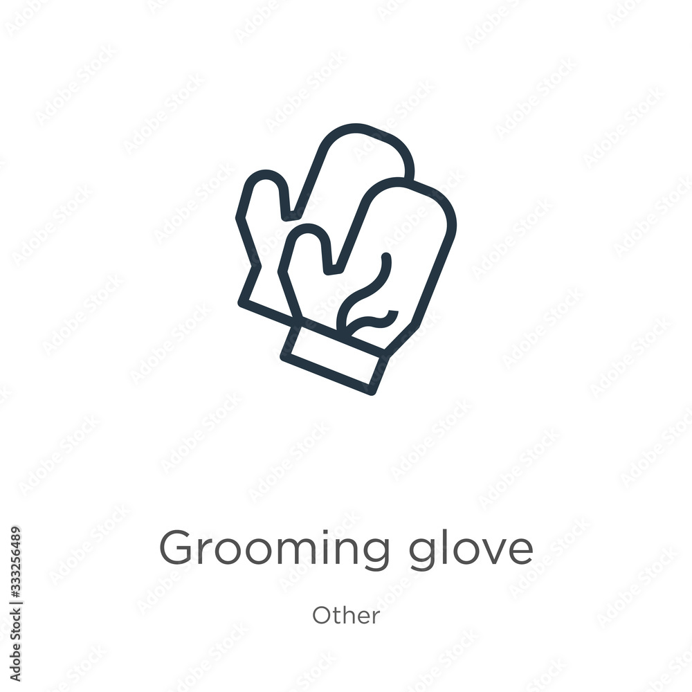 Grooming glove icon. Thin linear grooming glove outline icon isolated on white background from other collection. Line vector sign, symbol for web and mobile Grooming glove icon. Thin linear grooming glove outline icon isolated on white background from other collection. Line vector sign, symbol for web and mobile