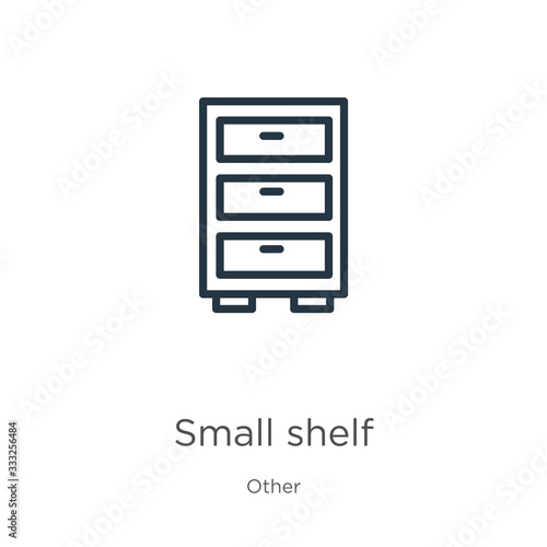 Small shelf icon. Thin linear small shelf outline icon isolated on white background from other collection. Line vector sign, symbol for web and mobile