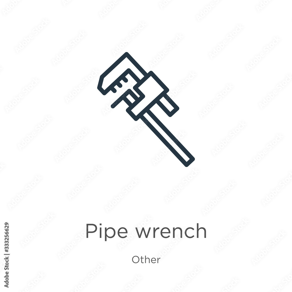 Pipe wrench icon. Thin linear pipe wrench outline icon isolated on white background from other collection. Line vector sign, symbol for web and mobile