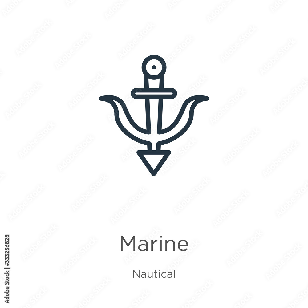 Obraz premium Marine icon. Thin linear marine outline icon isolated on white background from nautical collection. Line vector sign, symbol for web and mobile