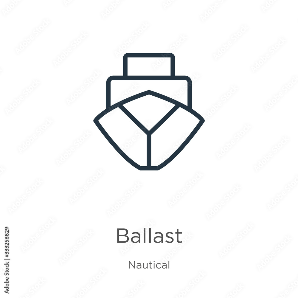 Ballast icon. Thin linear ballast outline icon isolated on white background from nautical collection. Line vector sign, symbol for web and mobile Ballast icon. Thin linear ballast outline icon isolated on white background from nautical collection. Line vector sign, symbol for web and mobile