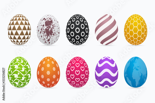 Colorful three dimensional patterned easter egg set