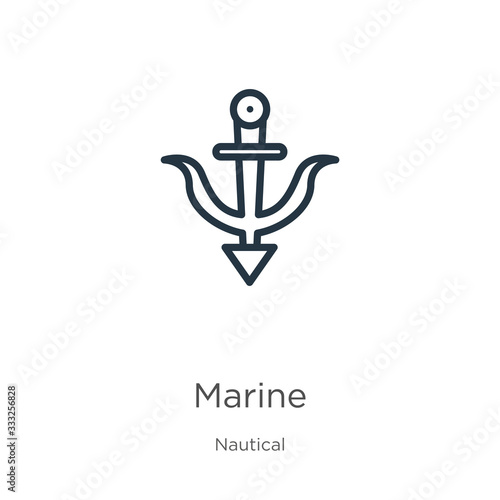 Marine icon. Thin linear marine outline icon isolated on white background from nautical collection. Line vector sign, symbol for web and mobile