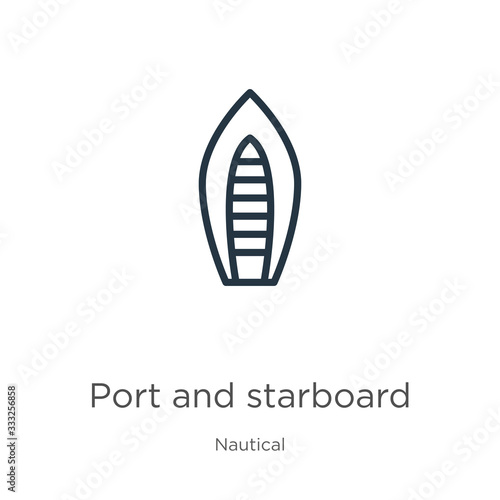 Port and starboard icon. Thin linear port and starboard outline icon isolated on white background from nautical collection. Line vector sign, symbol for web and mobile