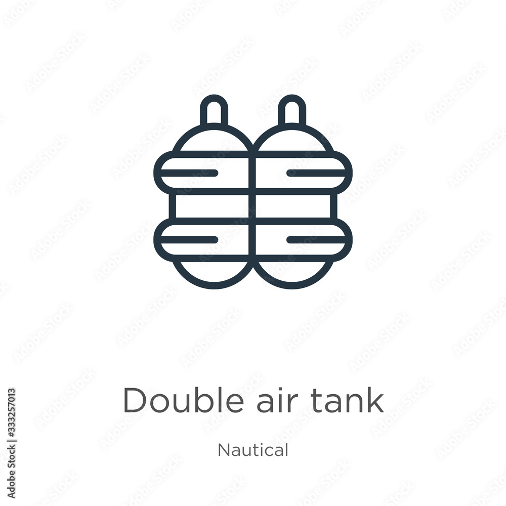 Fototapeta premium Double air tank icon. Thin linear double air tank outline icon isolated on white background from nautical collection. Line vector sign, symbol for web and mobile
